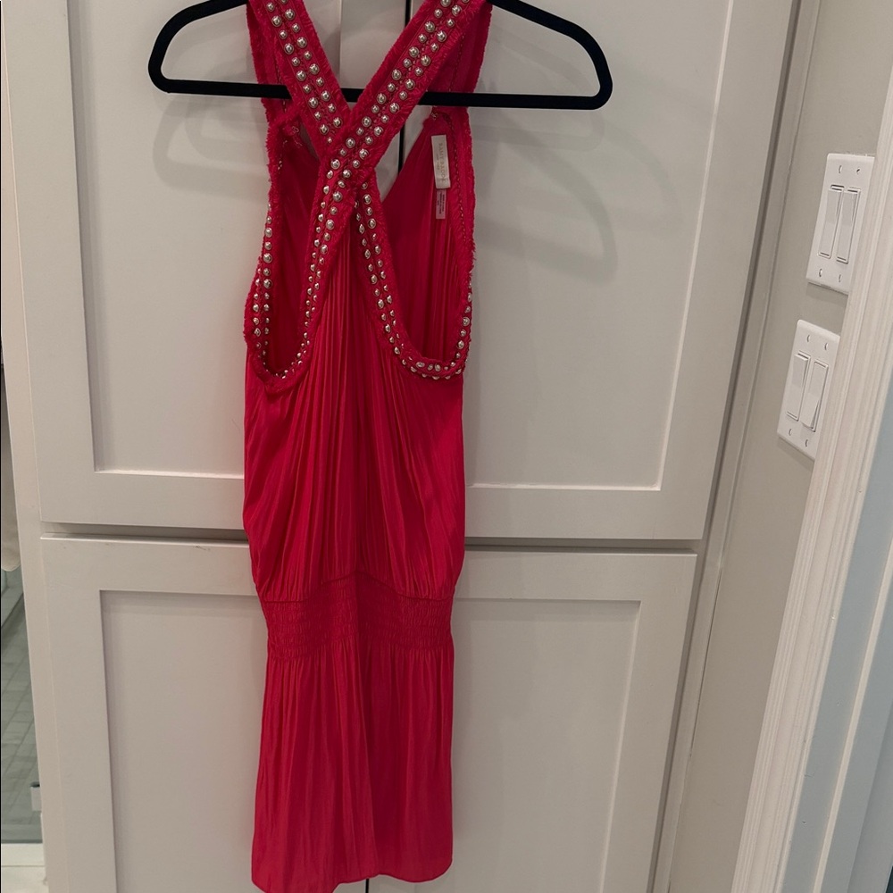 Ramy Brook Vibrant Pink Embellished Mini Dress